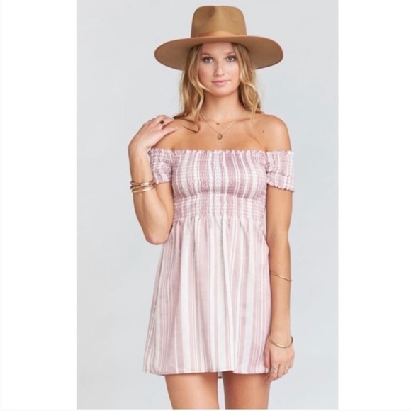 Show Me Your MuMu Dresses & Skirts - Show Me Your Mumu - Dolly Smocked Dress with pink Stripes - Size Small